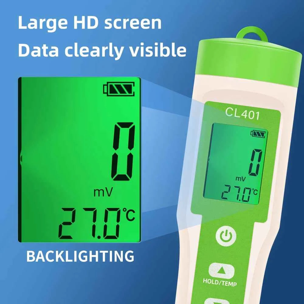 Multifunctional Chlorine Testing Pen 2/3/4/5 in 1 Water Quality Tester CL2 TEMP pH H2 ORP Measuring For Aquarium Swimming Pool