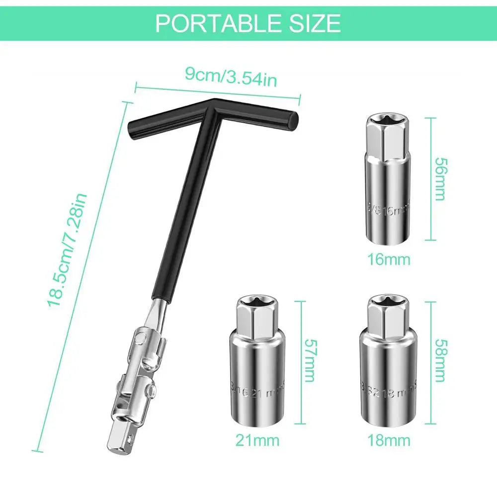 Spark Plug Sleeve T-shape 16/18/21mm  Auto Motorcycle Spark Plug Removal Tools 4PCS Auto Repair Tool Set  Removal Tool