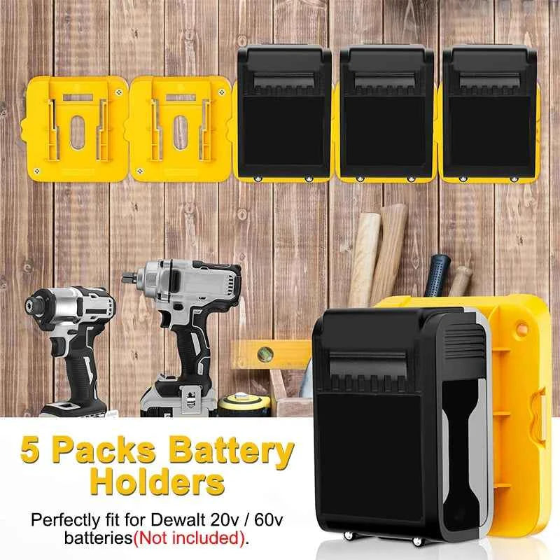 Dewalt/Makita/Milwaukee Battery Storage Rack - 5/10 Pack Wall Mount Bracket for 14.4V & 18V Li-ion Batteries