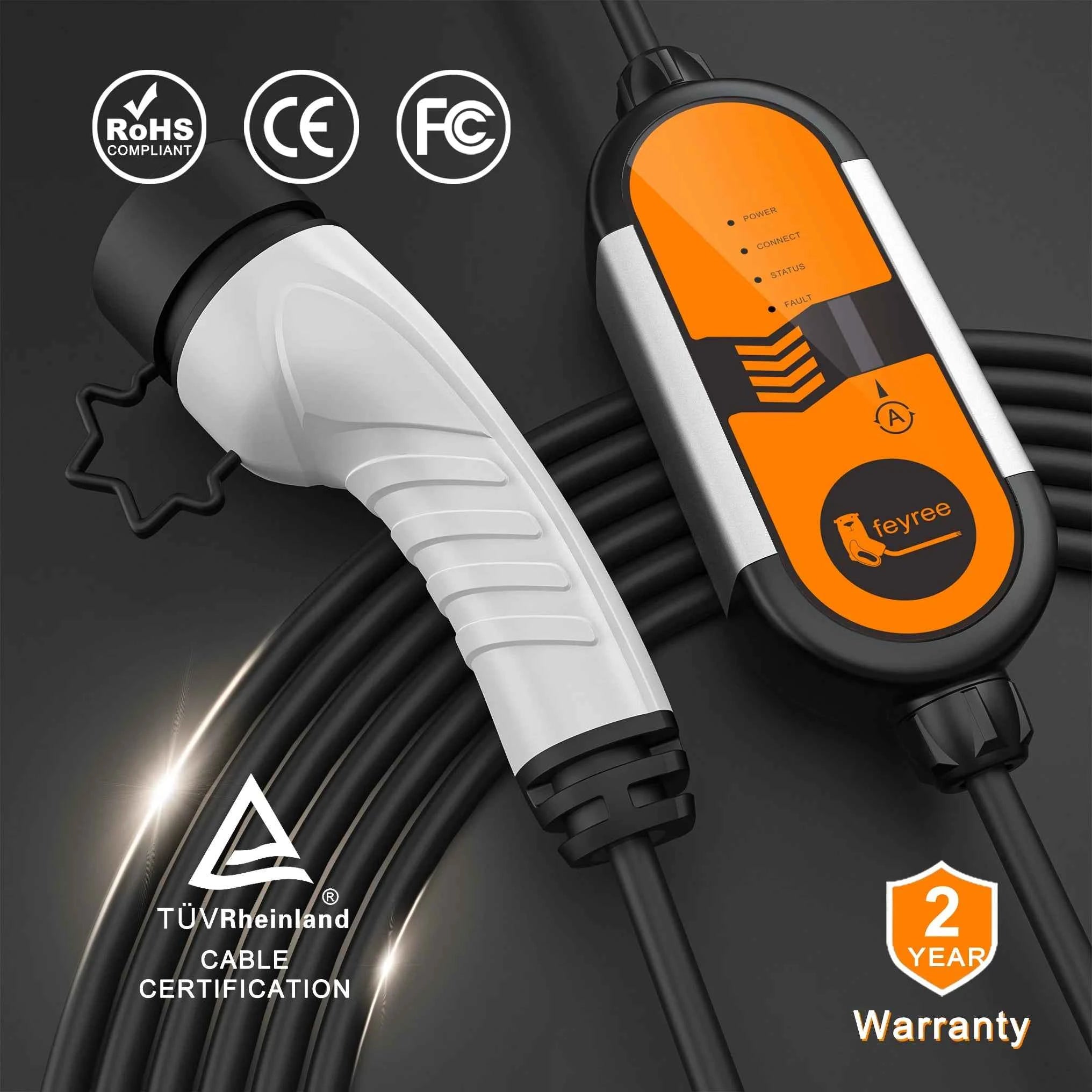 feyree 32A 7KW Type2 EV Portable Charger 11KW 16A 3 Phase 5M Cable EVSE Charging Box Car Charger CEE Plug for Electric Vehicle