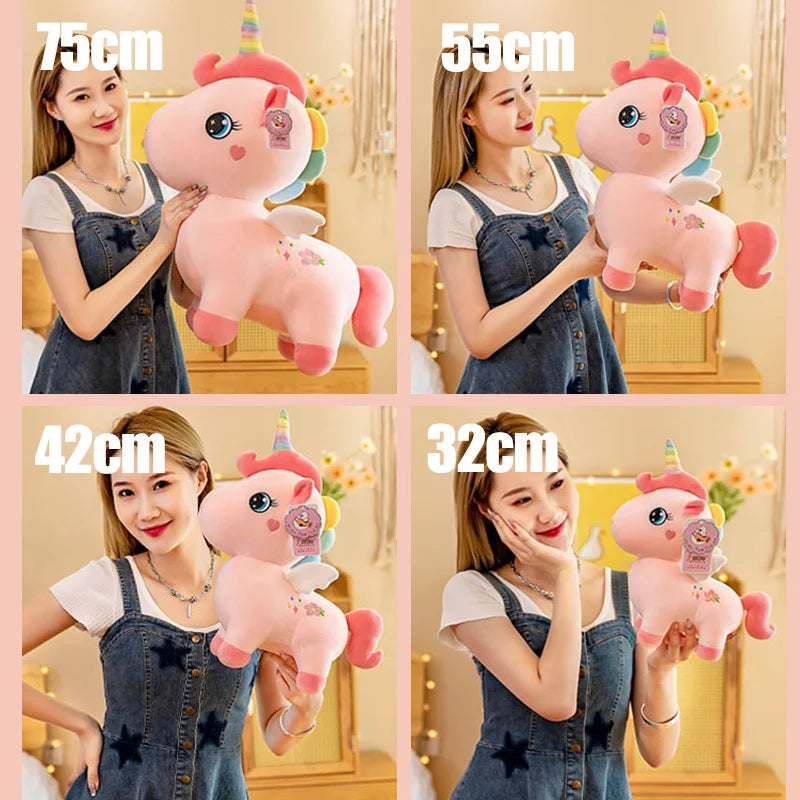 Cute Pink Unicorn with Wings Plush Toy Doll Soft Stuffed Kawaii Animals Princess Cartoon Pillow Cushion Birthday Gift for Girl