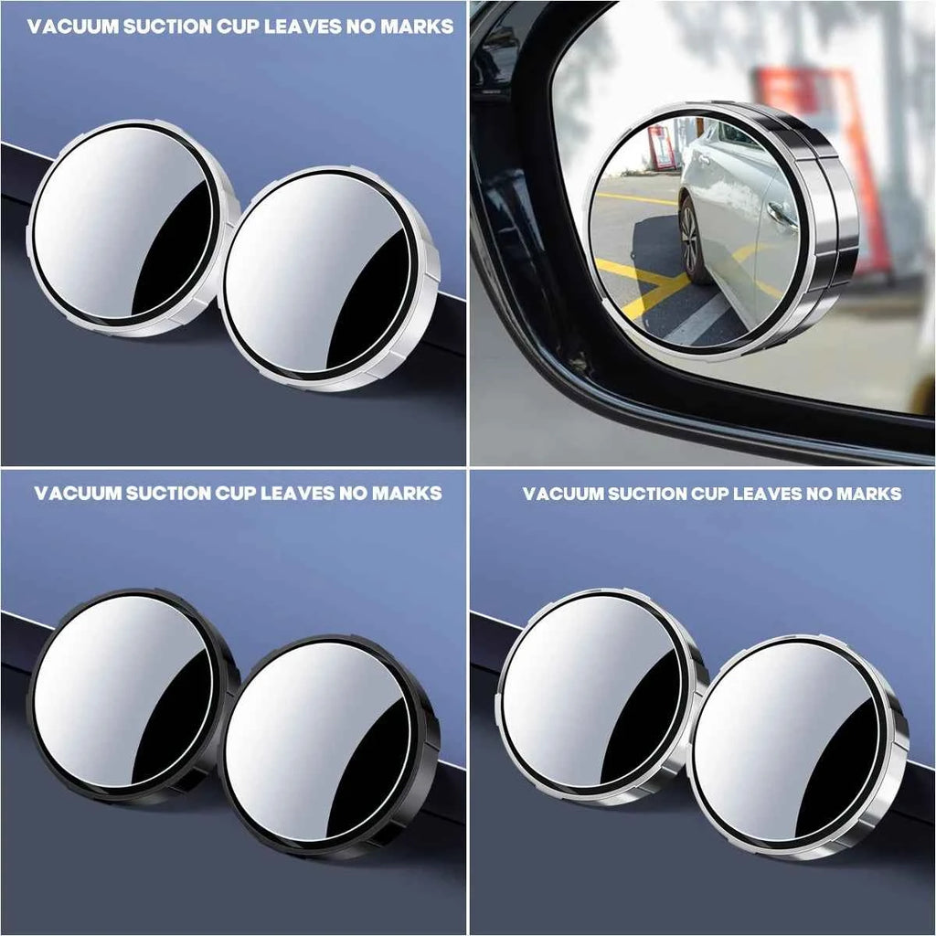 Car Blind Spot Mirror 360 Degree Adjustable Round Convex Rear View Mirror with Suction Cup Wide Angle Clear HD Anti Glare