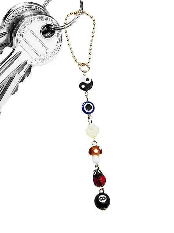 Devil's Eye Mushroom Clover Mirror Pendant Lucky Day Mirror Hanger Boho-Chic Car Accessory Demon Eye Charm  For Rear View