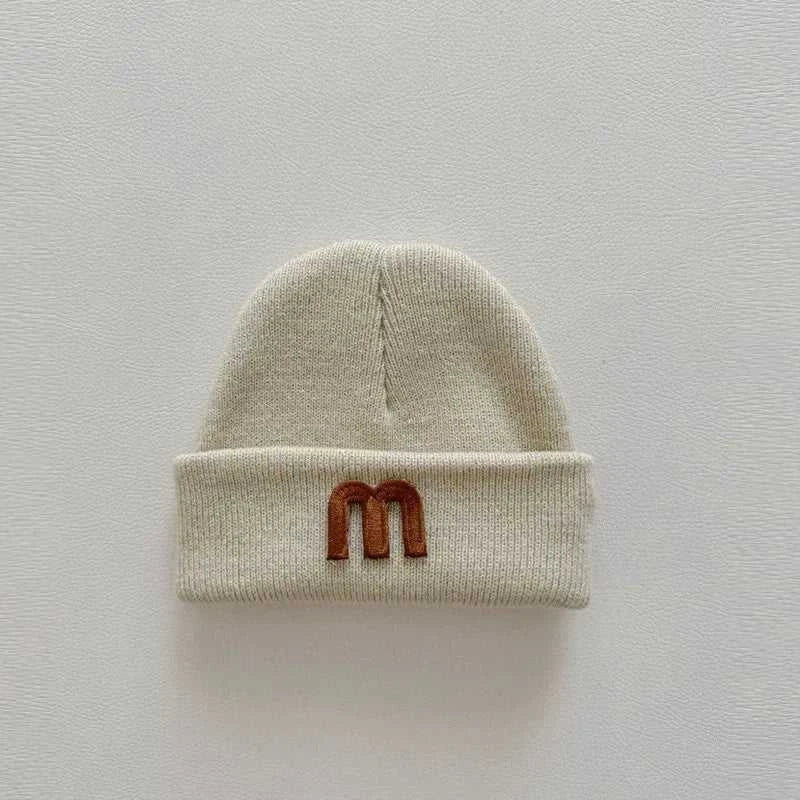 Autumn Winter Baby Knitted Hat Solid Color P Letter Infant Boy Girl Beanie Cap Casual Warm Toddler Crochet Bonnet Hat