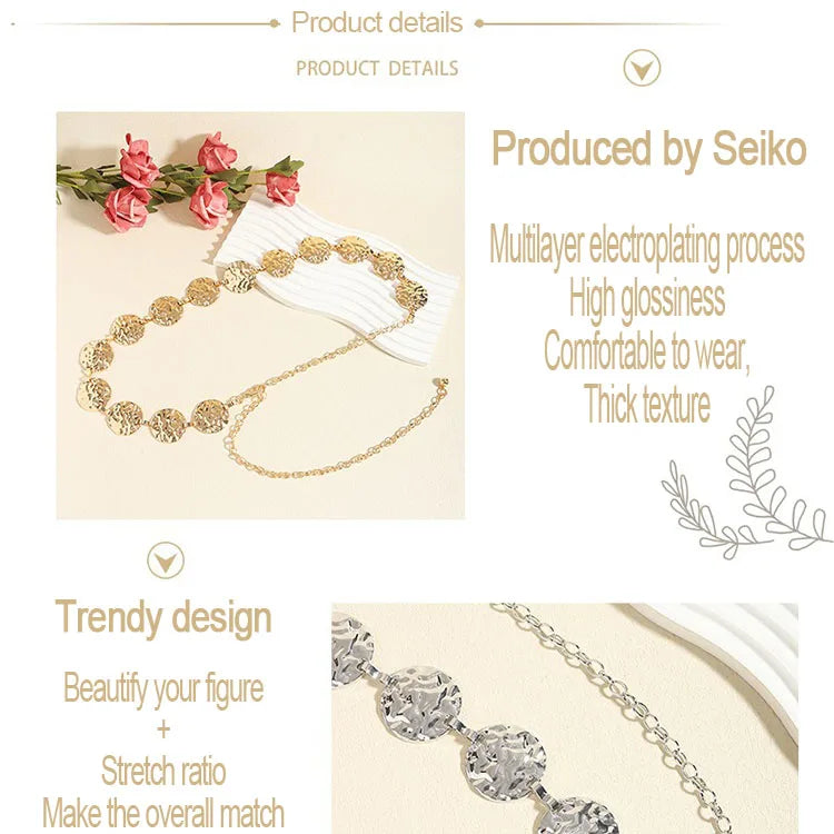Women's Metal Chain Belt – Gold & Silver Waist Chain for Dresses