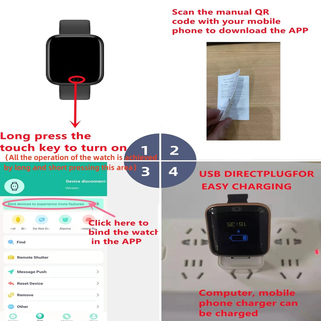 Men Smart Watch Women Watches Electronic Bracelet Message Remind Weather Clock Fitness Monitor Y68 Smartwatch For Android IOS