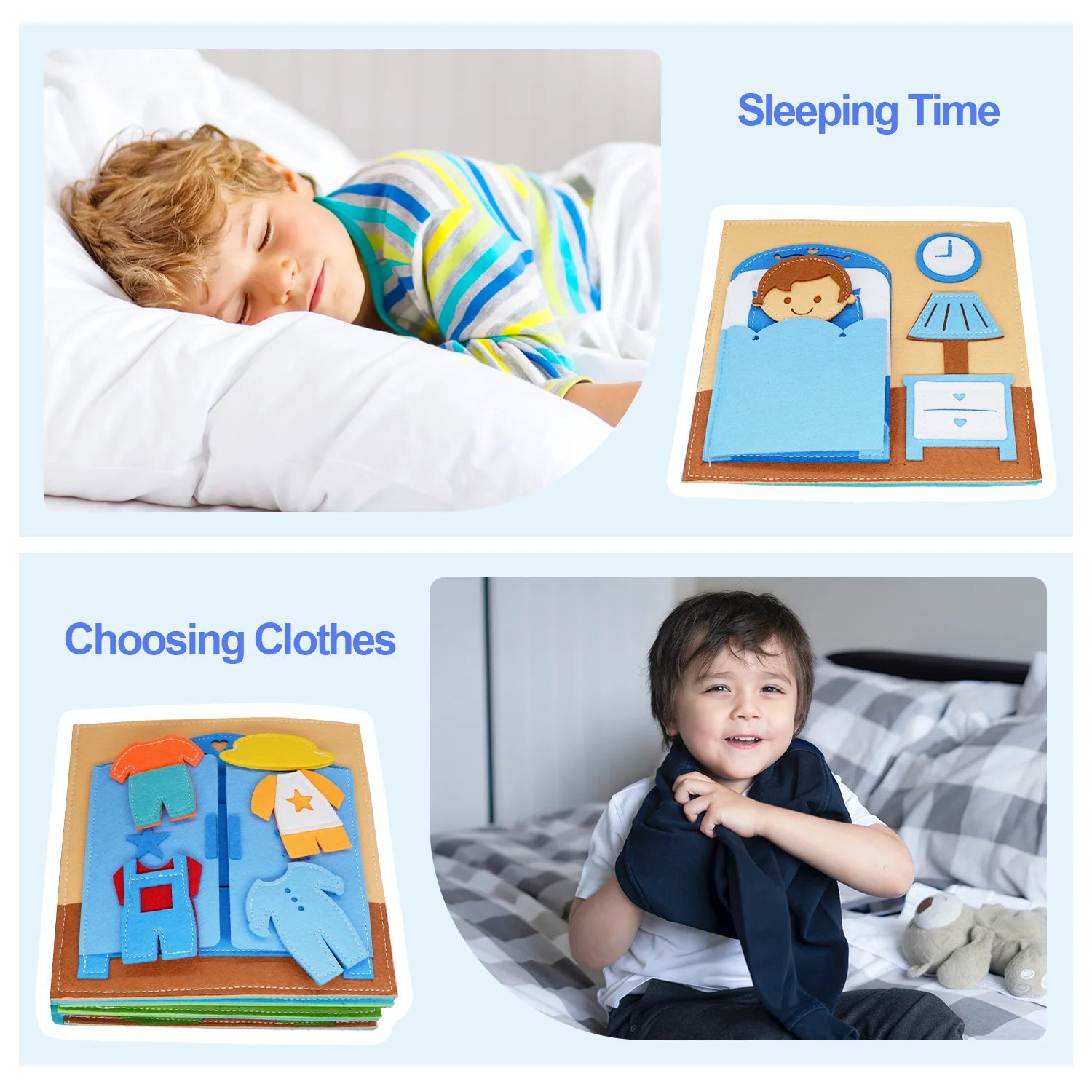 Toddlers Montessori Toy Busy Book Quiet Book Pretend Play Toy Early Educational Activity Book with Life Skills Cognition