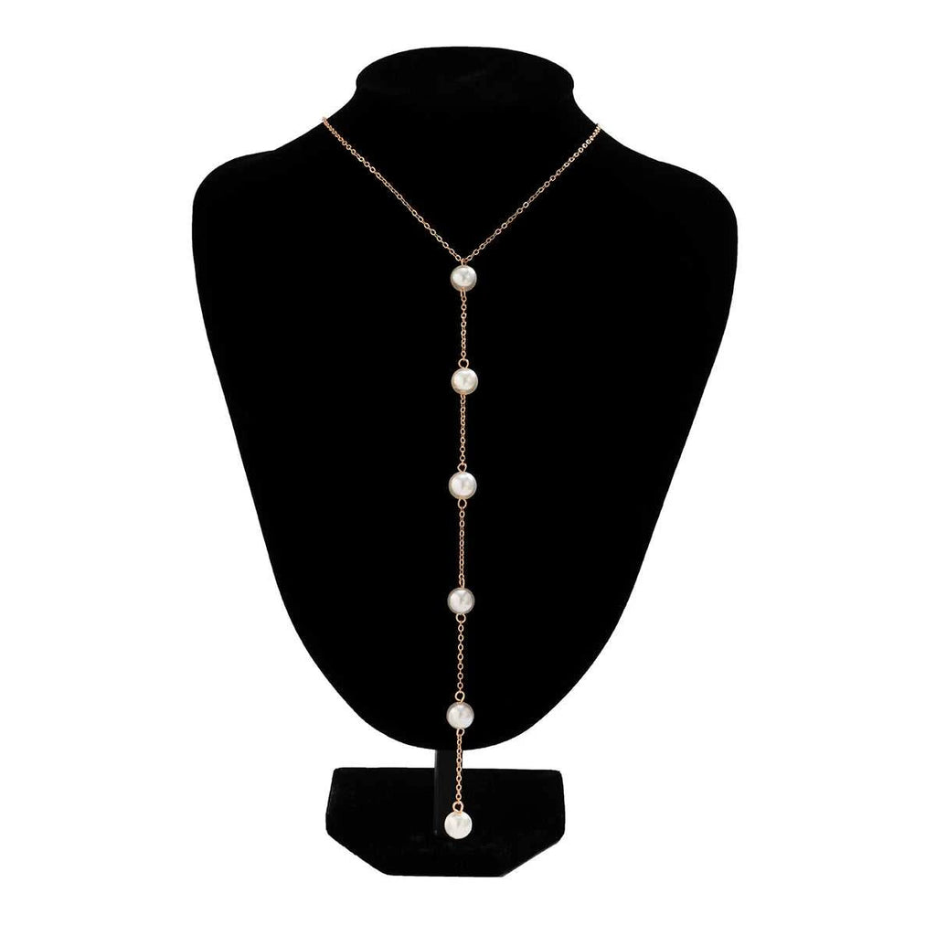IngeSight.Z Simple Long Imitation Pearls Back Necklace For Women Sexy Tassel Harness Bikini Chest Chain Body Jewelry Mujer The jack market .AU The jack market .AU Jewellery & Chains $ 48 200001034:203027829#JS05178