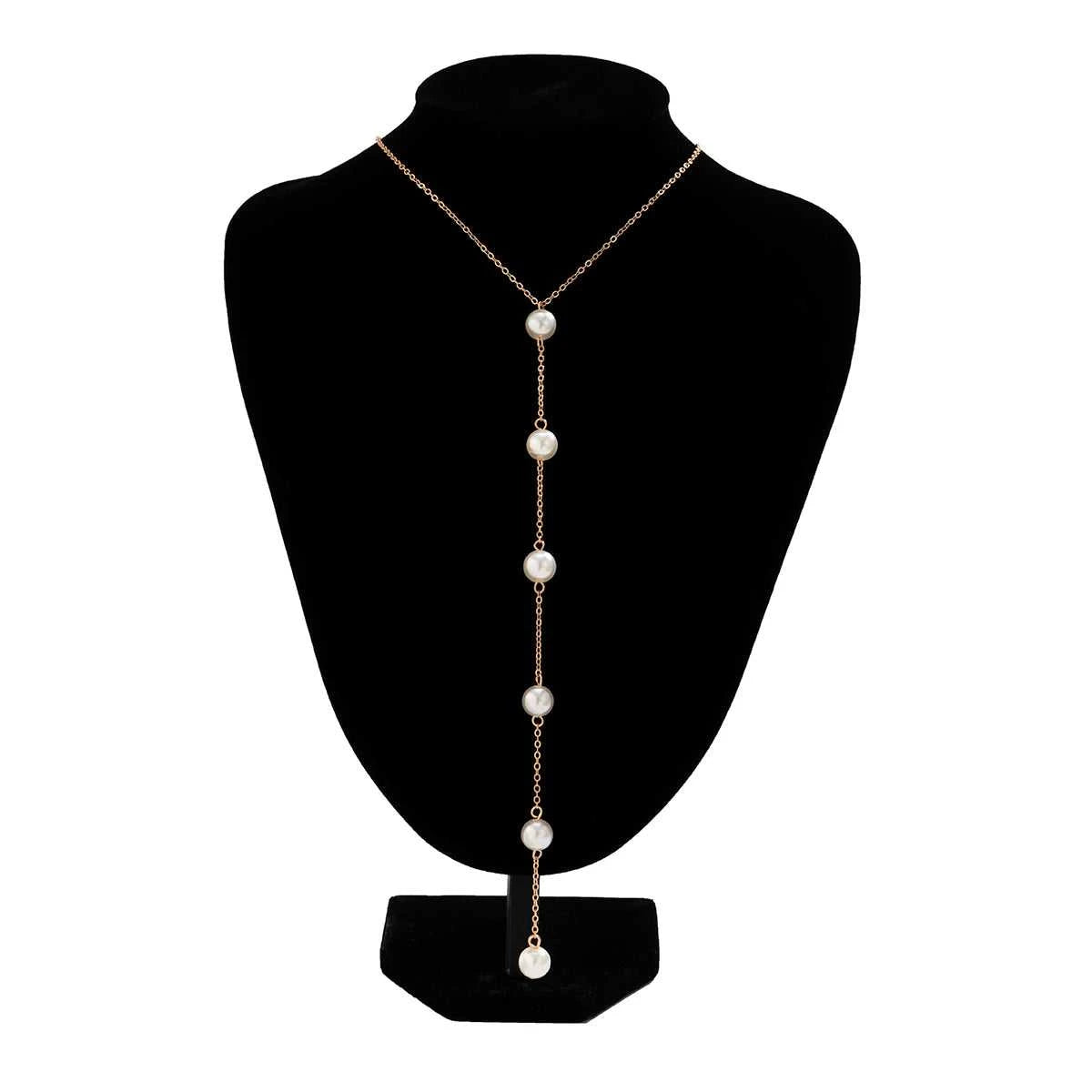 IngeSight.Z Simple Long Imitation Pearls Back Necklace For Women Sexy Tassel Harness Bikini Chest Chain Body Jewelry Mujer The jack market .AU The jack market .AU Jewellery & Chains $ 48 200001034:203027829#JS05178