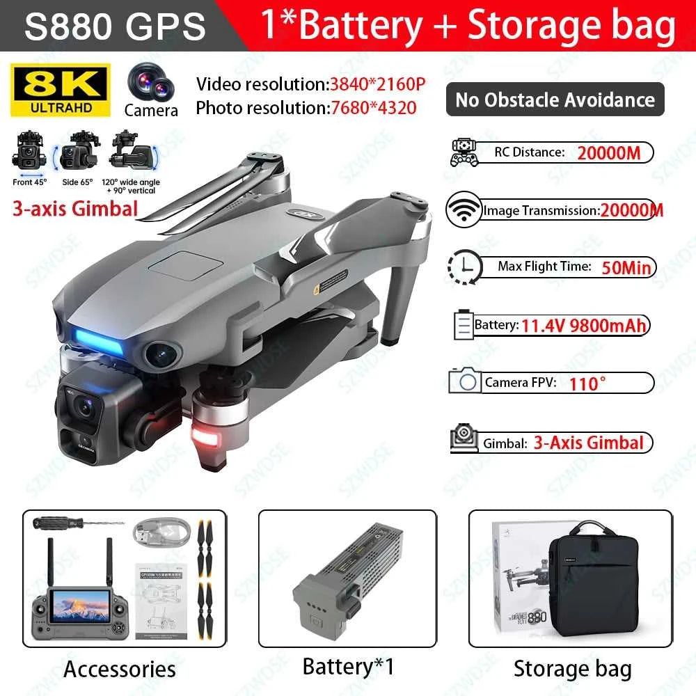 Load Bearing 800g S880 GPS Drone With 8K HD Camera 3-axis Gimbal Brushless Laser Obstacle Avoidance With Airdrop FPV RC Dron The jack market .AU The jack market .AU Drones $ 388 14:691#LG-NO OAS-64G