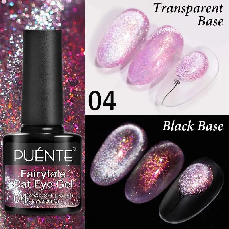 PUENTE Cat Eye Magnetic Gel Nail Polish - Vibrant Starry Galaxy Effect, Soak Off UV, 7.5ML