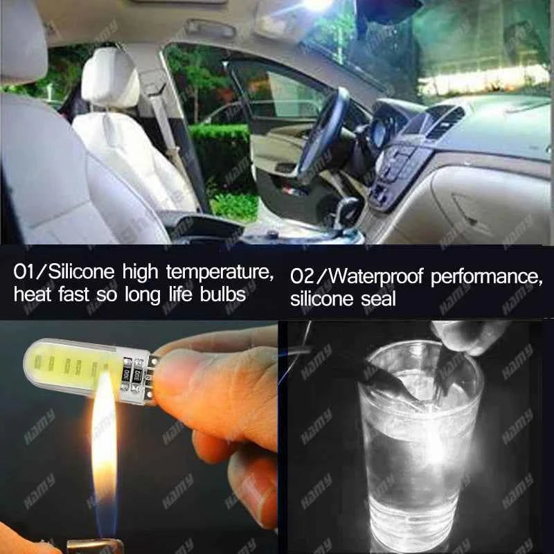 10/20/30/50 PCS T10 W5W LED Bulb For Car Interior Dome Reading Maps Trunk License Plate Side Lights 12V COB 7000K White Red Blue