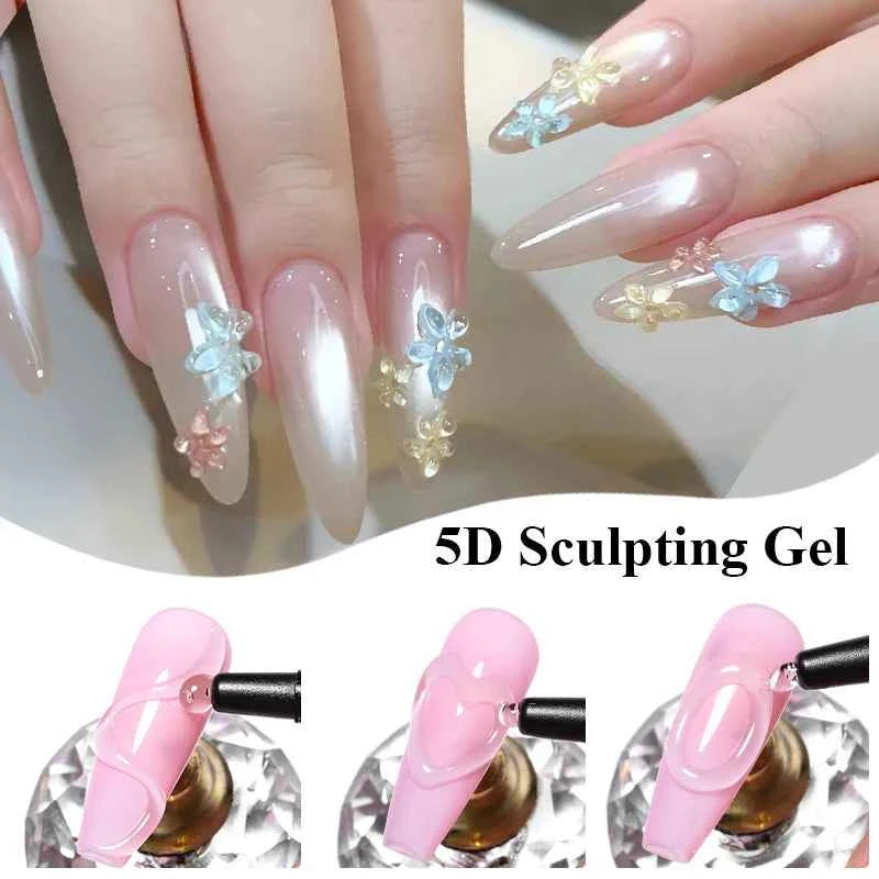 1/2/3pcs 12ml 5D Sculpting Gel Polish Nail Art Modeling Gel Waterproof Sculpting gel Nail Art 3D Design Gel for Carvings & Shape