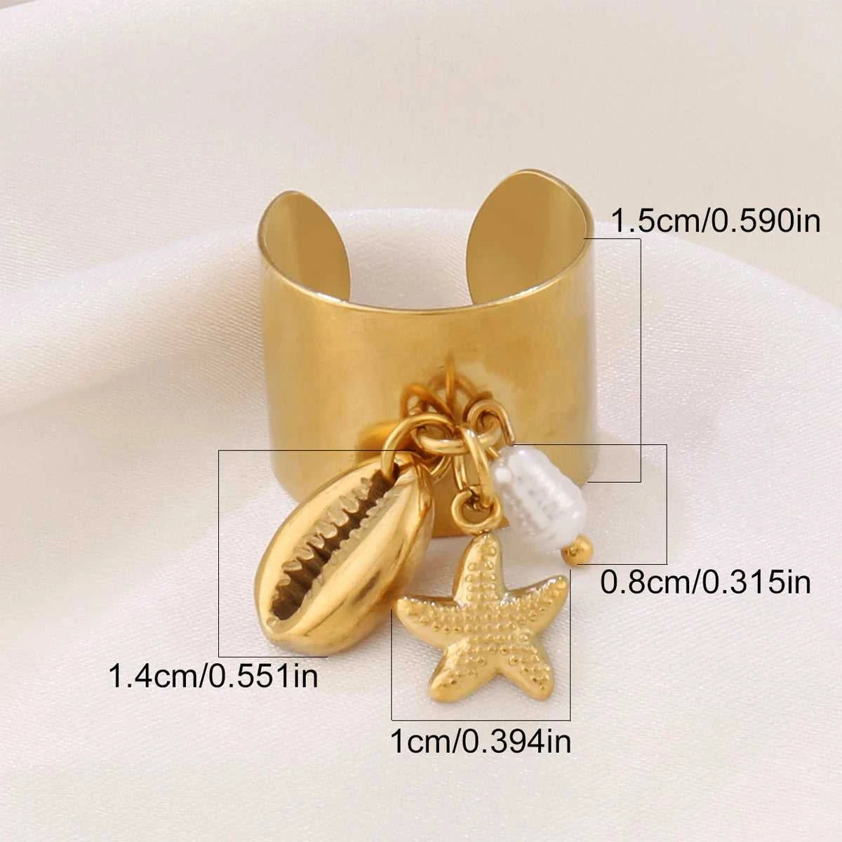 316L Summer Beach Ocean Shell Starfish Rings For Women Stainless Steel FishTail Seahorse Conch Open Ring Girl Party Jewelry Gift The jack market .AU The jack market .AU Jewellery & Chains $ 48 200000783:10#B7214
