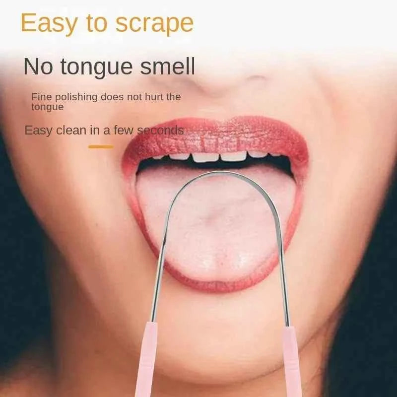 FreshBreeze Stainless Steel Tongue Scraper - Coated U-Shaped Design for Ultimate Oral Hygiene & Fresh Breath