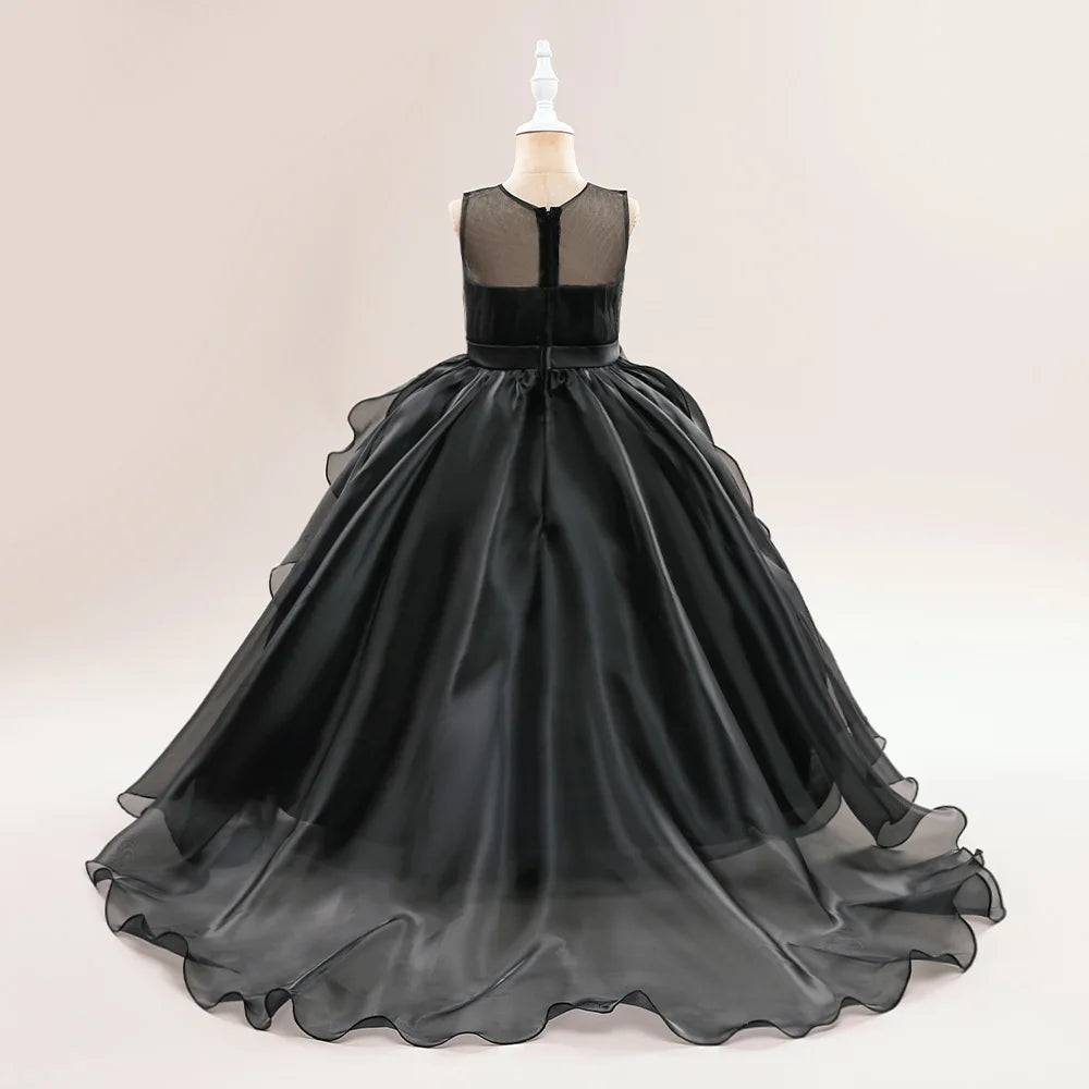 Flower Girls Bridesmaid Dresses For Wedding Party Gown Elegant Kids Trailing White Princess Dress Long Formal Evening Vestidos