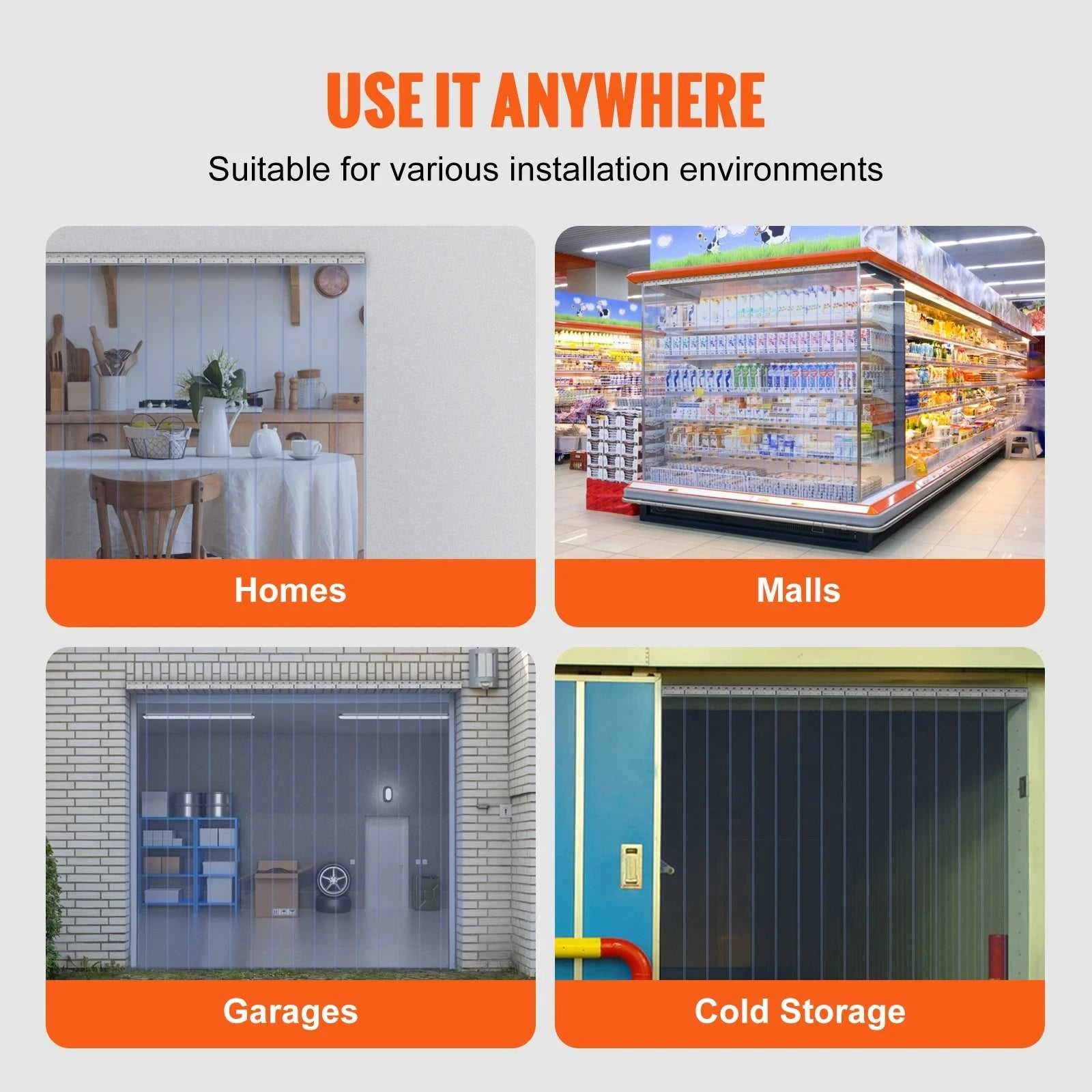 SucceBuy 96" x 96" Strip Curtain 0.08" Thickness Clear Smooth Plastic Door Strips PVC Curtains for Warehouses Walk in Freezers The jack market .AU The jack market .AU Home $ 172 14:202010806#96 x 96in;200007763:201336104