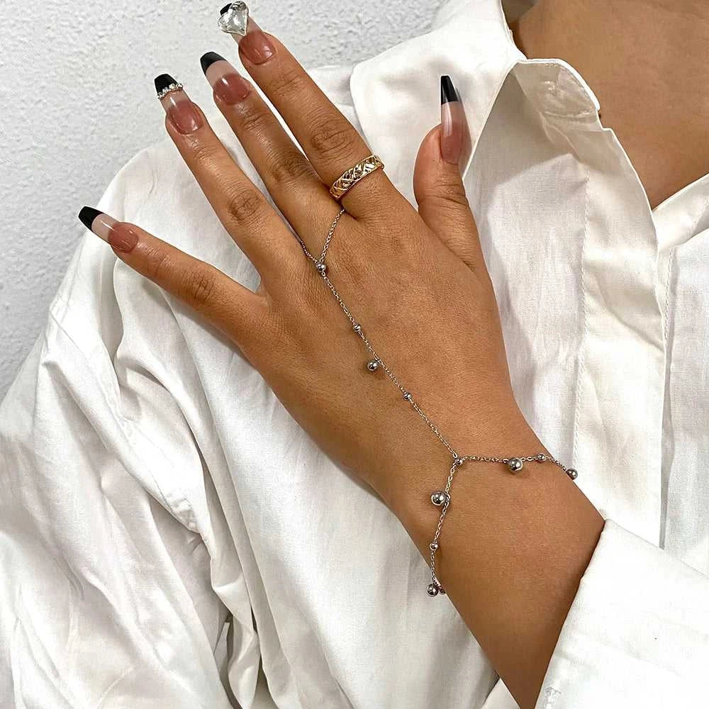 Stainless Steel Punk Chunky Beaded Ring Bracelet Hand Chain Bracelets for Women Summer Holiday Beach Travel Hand Jewelry Gift The jack market .AU The jack market .AU Jewellery & Chains $ 48 200001034:5740#Gold Color