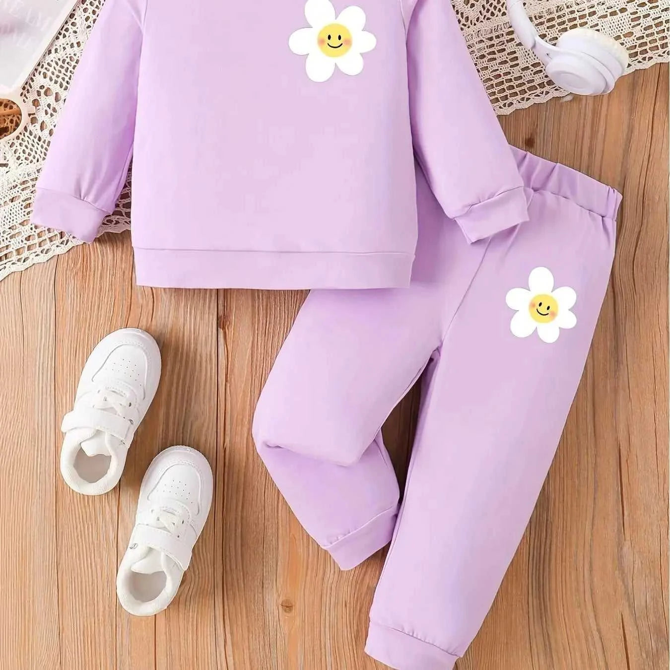 Toddler 2-Piece Outfit | Purple Smiley Daisy Print Long Sleeve Top + Pants | Spring Autumn Kids Clothing Set The jack market .AU The jack market .AU Mum & Kids: Essential Products for Every Family $ 30 14:200004891#TAL222A;200000463:200025003#6-9M