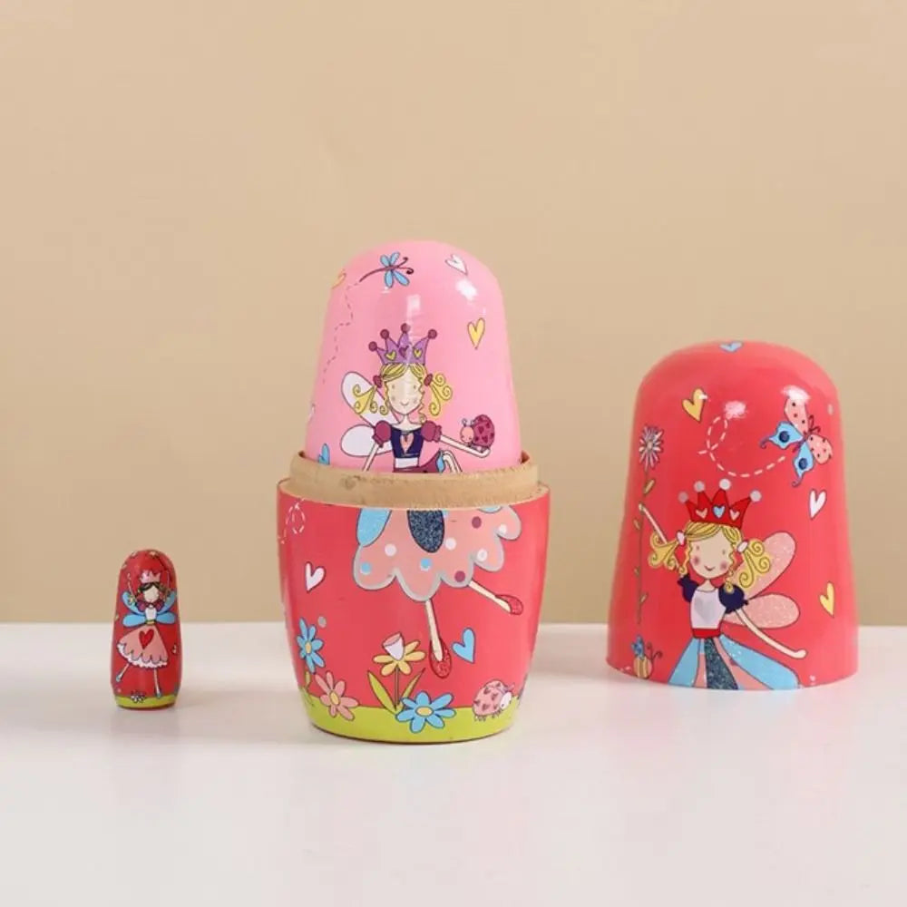 Rabbit 5Pcs/Set Animal Matryoshka Doll Wood Smooth Wooden Stacking Dolls Line Dog Panda Girls Russian Doll Christmas