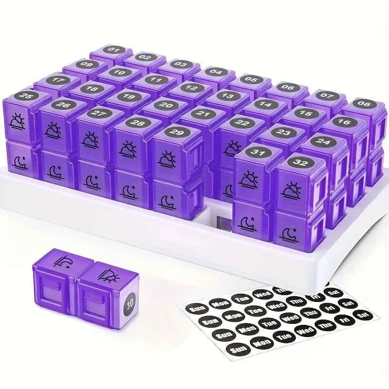 Monthly Pill Organizer 2 Times a Day, 31Day Pill Box AM PM, One Month Pill Box Organizer AM PM to Hold Vitamins, Supplements