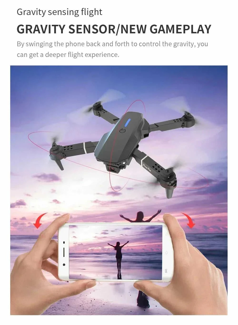 Foldable E88 Mini Drone with 4K HD Camera WiFi FPV Function RC Quadcopter Aircraft Toy Ideal Gift for Both Kids and Adults The jack market .AU The jack market .AU Drones $ 71 14:691#Gray-Dual-4K-Bag