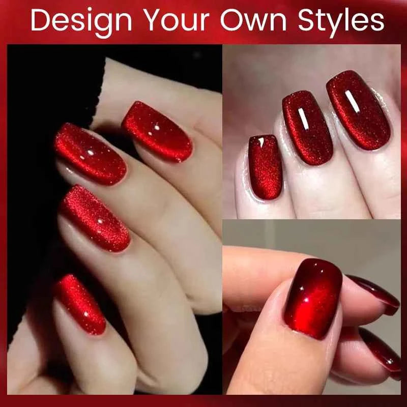 UR SUGAR 15ml  Autumn Winter Red Cat Magnetic Gel Nail Polish White Dopamine Nail Sparkling Glitter Soak Off UV LED for Manicure