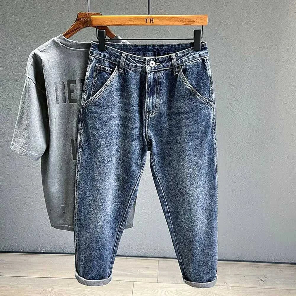 Korean Vintage Loose Tapered Men's Jeans Fashion High Street Drape Harem Pants Youth Hip Hop Streetwear Male Blue Denim Trousers The jack market .AU The jack market .AU Men Fashion $ 53 14:173;200007763:201336100;5:200001014