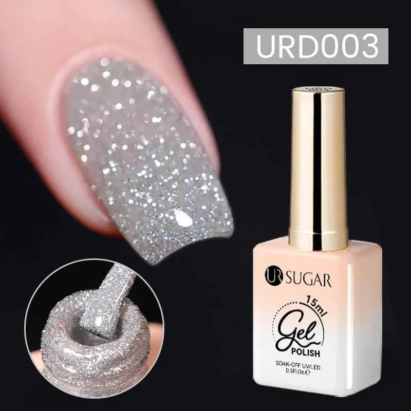 UR SUGAR 15ml  Autumn Winter Red Cat Magnetic Gel Nail Polish White Dopamine Nail Sparkling Glitter Soak Off UV LED for Manicure