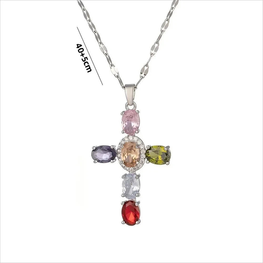 Multicolored CZ Stone Pendant Cross Necklace Rainbow Colorful Dainty Pave Cross Necklace Neon Jewelry for Women Halloween Gift The jack market .AU The jack market .AU Jewellery & Chains $ 49 200001034:201447815#Silver- Colorful CZ