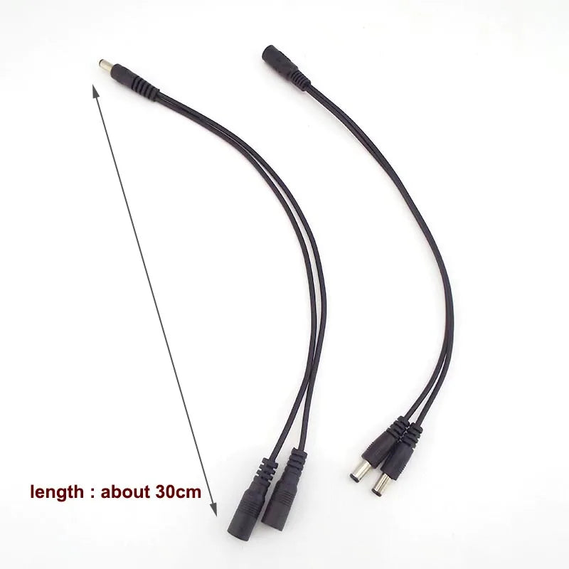 1 Female To 2 Male and 1 Male To 2 Female Plug Jack Splitter Connector Supply DC Power Cable For CCTV Camera LED Strip
