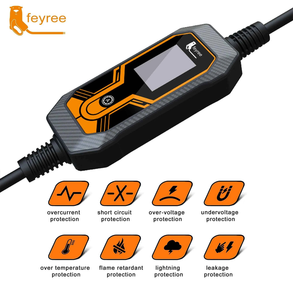 feyree 32A 7KW Type2 EV Portable Charger 11KW 16A 3 Phase 5M Cable EVSE Charging Box Car Charger CEE Plug for Electric Vehicle