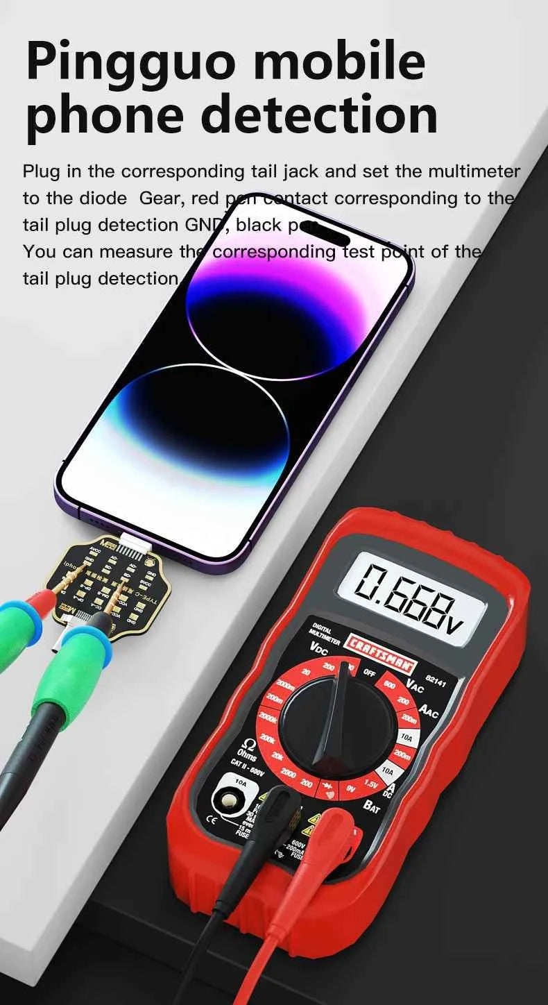 Mechanic T824 Type-C & Lightning Tail Insertion Tester for iPhone, iPad & Android - Fast, Accurate Connectivity Check