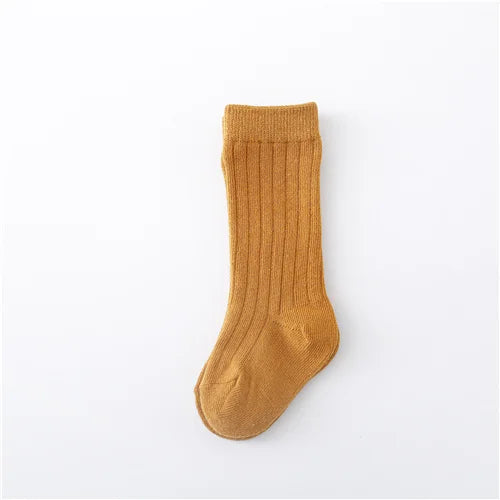 0-5Years Kids Boys Girls Socks Cotton Solid Striped Soft Baby Knee Long Children's Socks School Sport Baby Boy Sock 12 Color