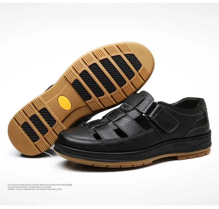 Men's Genuine Leather Sandals Breathable Summer Casual Shoes Soft Bottom Anti-Slip Hollow out Design Comfortable Dad Shoes The jack market .AU The jack market .AU Step Up Your Style: Trendy Shoes for Every Occasion! $ 74 14:193;200000124:200000364