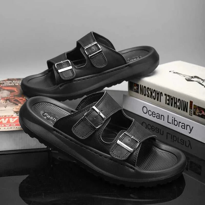 Italian Leather Double Buckle Cowhide Slippers for Men Hotel Beach Summer Shoes High Quality Slip on Light Flats Male Flip Flops The jack market .AU The jack market .AU Step Up Your Style: Trendy Shoes for Every Occasion! $ 90 14:193;200000124:100013888