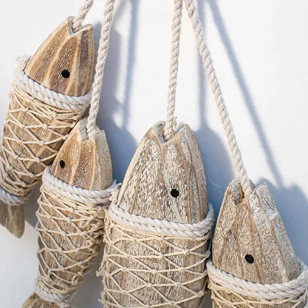 Fish Boho Decor 2-pieces Antique Wood Fish Sculpture with Fishing Net Aesthetic Art Decoration for Home Boats Balcony Pub The jack market .AU The jack market .AU Fishing Gear $ 26 14:10#A