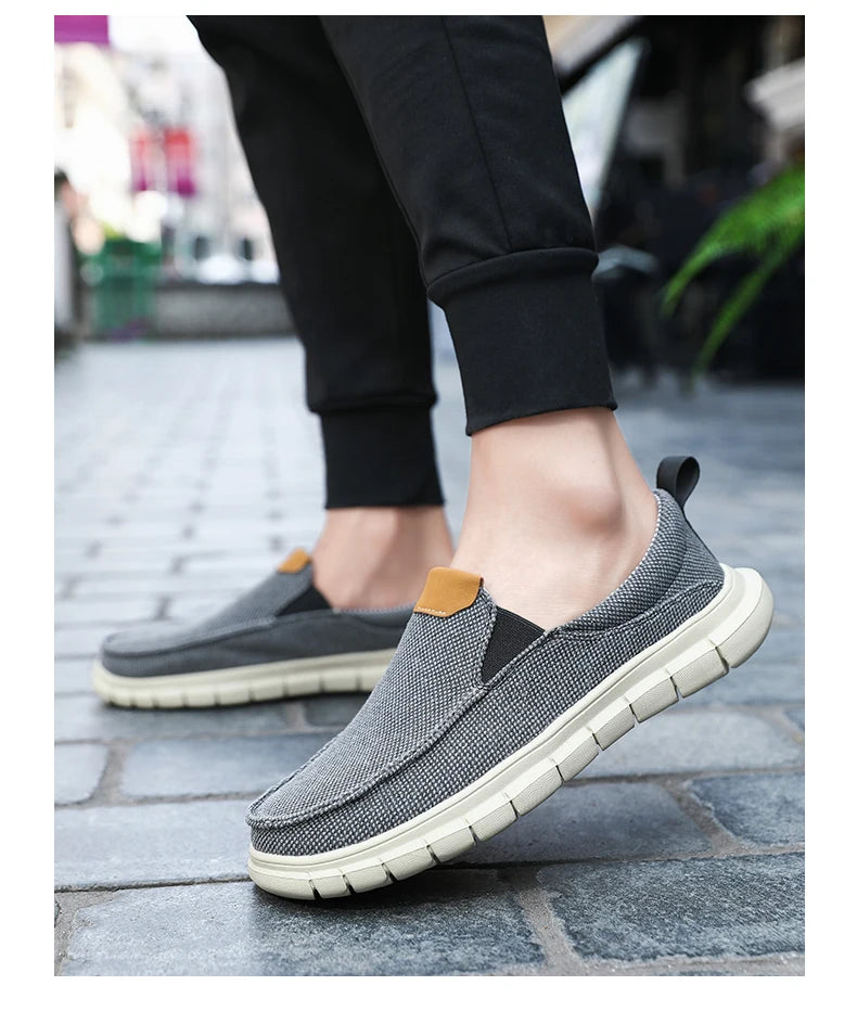 Men Casual Canvas Shoes Mens Loafers Breathable Slip on Flats Male Vulcanized Shoes Driving Shoes Plus Size 47 Walking Sneakers