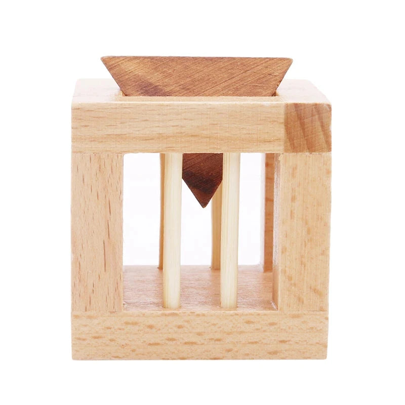 Wooden Puzzle 3D Unlock Brain Teasers Cage Apart Triangle Luban Lock Educational Intellectual Toys Juegos De Ingenio Y Logica