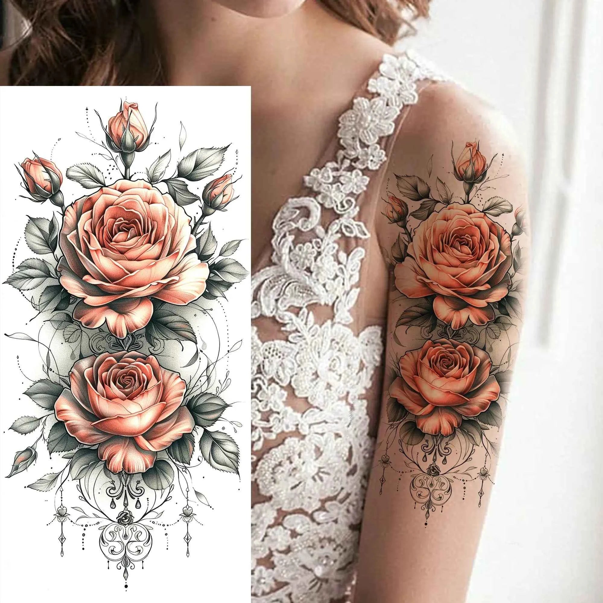 1 Sheet Flying Birds Flowers Book Temporary Tattoos For Women Waterproof Realistic Floral Animals Fake Tattoo Sticker Last Long