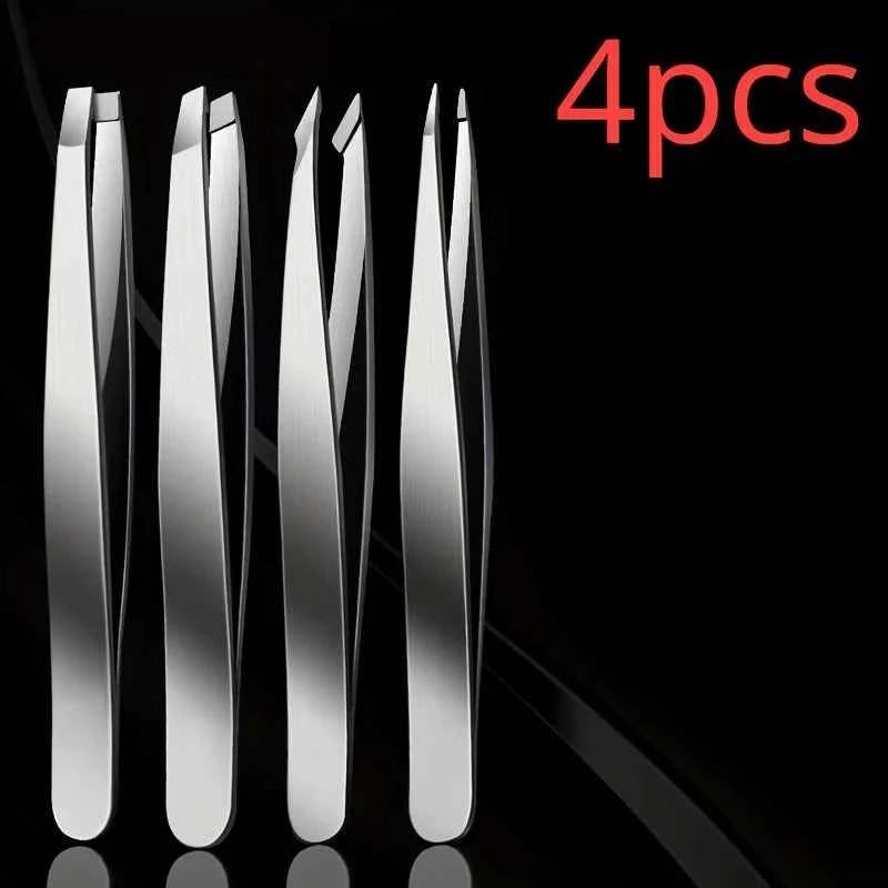 GlamTweez Professional 4-Piece Precision Tweezers Set for Effortless Eyebrow & Splinter Removal