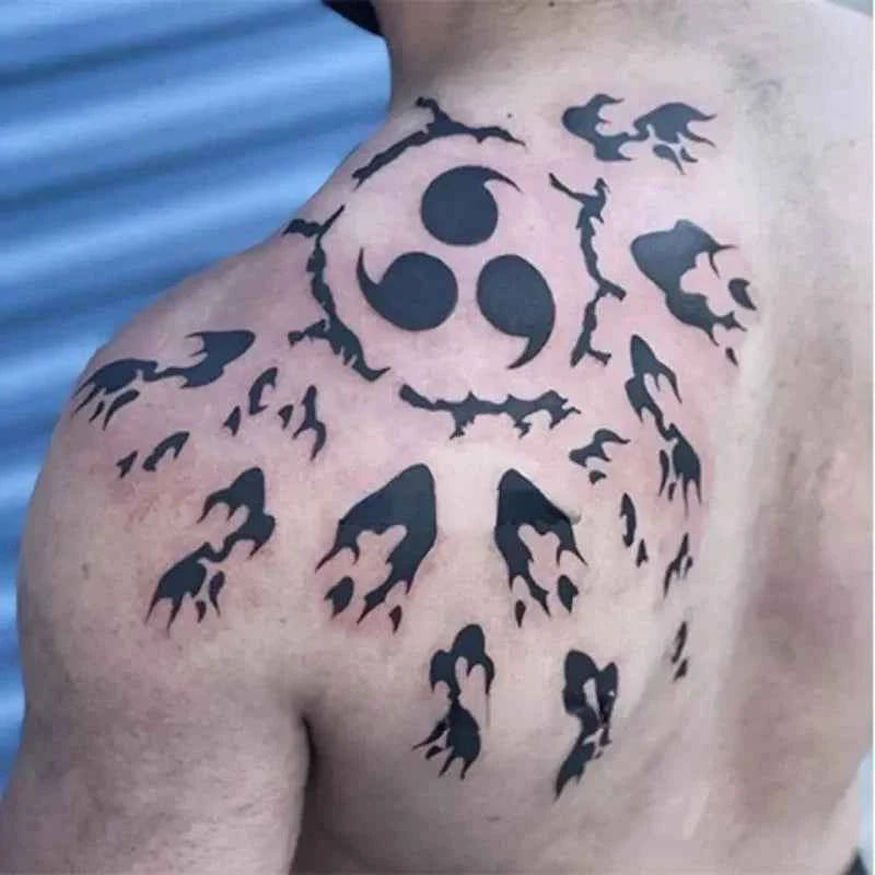 Big Size Anime Curse Mark Temporary Tattoo - Waterproof Body Art Sticker for Men & Women