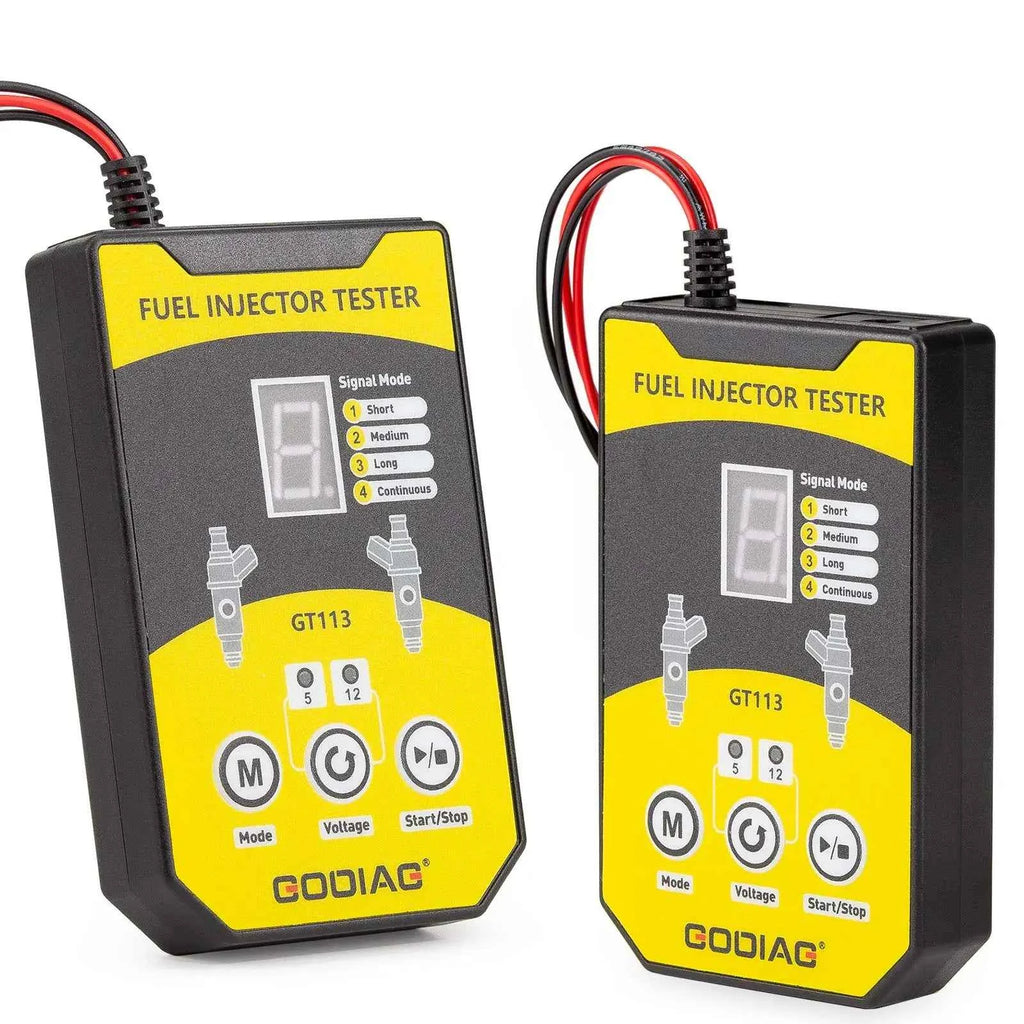 GODIAG GT113 Universal Fuel Injector Tester Cleaner Cleaning Tool with 6 Sizes of Adapters 8 Pulse Modes for Cars Motorcycle