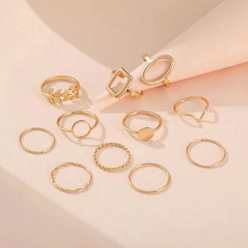 11 Pcs/Set Olive Branch Leaf Geometry Rings Set for Women Combination Creative Joint Ring Fashion Party Jewelry Gift The jack market .AU The jack market .AU Jewellery & Chains $ 55 200000783:29#golden
