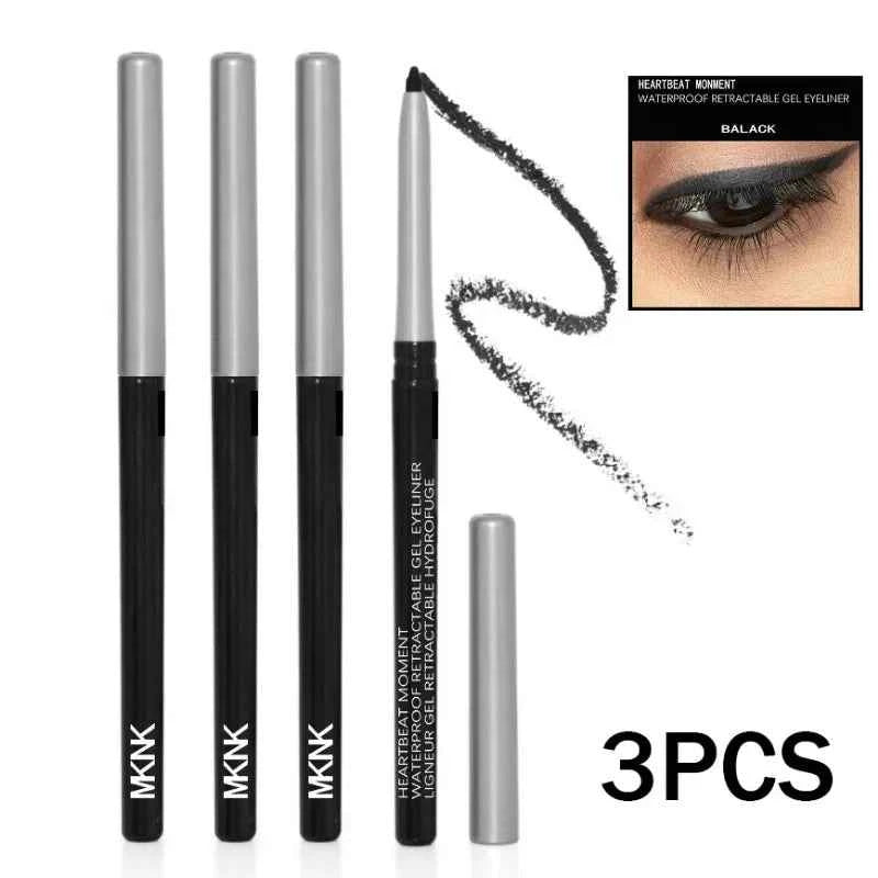 Boldly Defined 3pc Waterproof Black Eyeliner Set – Smudge-Proof, Long-Lasting Dark Brown Gel for Effortless Eye Makeup