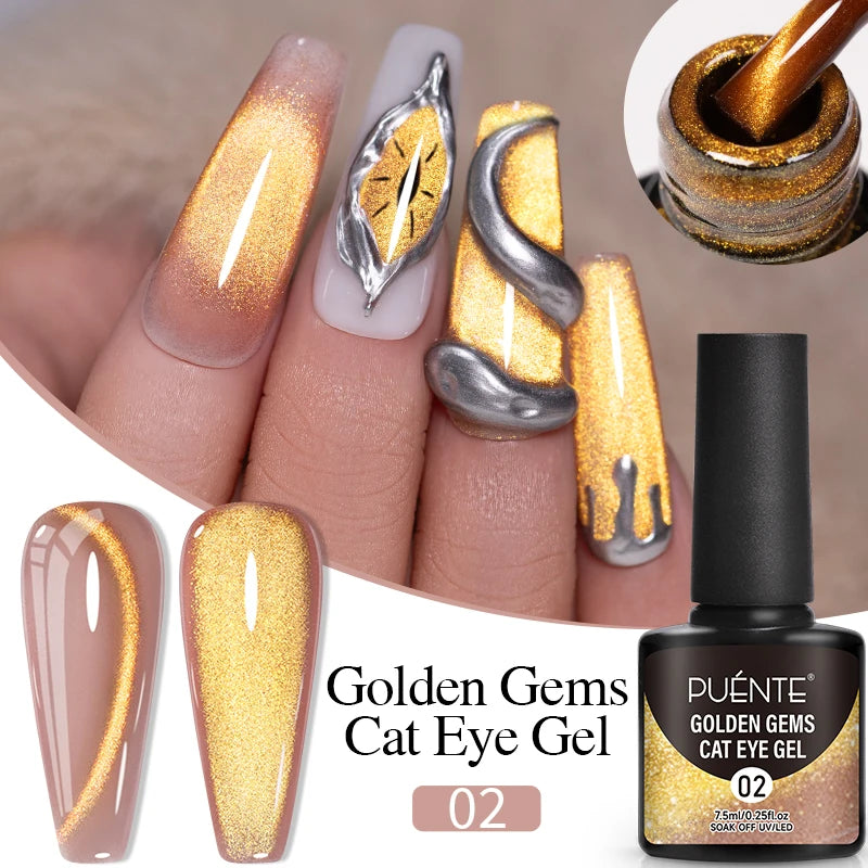 PUENTE Cat Eye Magnetic Gel Nail Polish - Vibrant Starry Galaxy Effect, Soak Off UV, 7.5ML