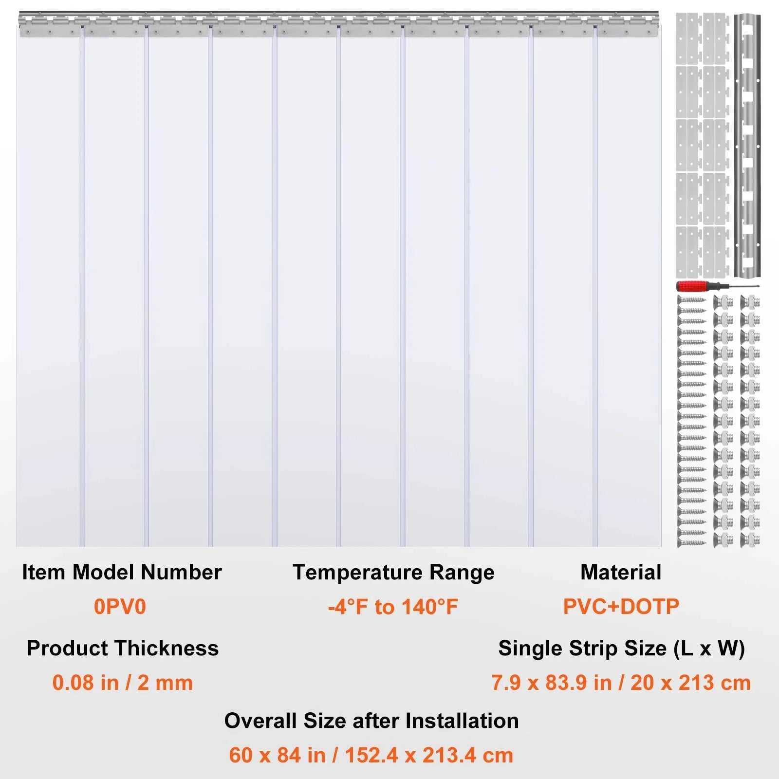 SucceBuy PVC Clear Strip Curtain 84" x 38"/48"/60" Plastic Windproof Door Freezer Curtain Hanging Strips for Warehouse Home The jack market .AU The jack market .AU Home $ 109 14:200002130#38x84in;200007763:201336105
