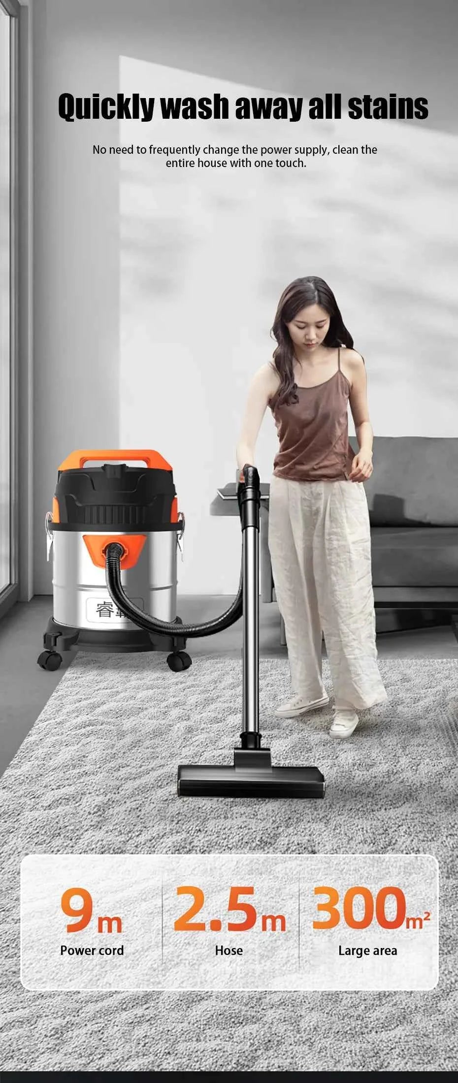 Wet and Dry Vacuum Cleaner Multi-functional High-power Vacuum Cleaner Suitable for Home Car and Commercial Industrial Cleaning