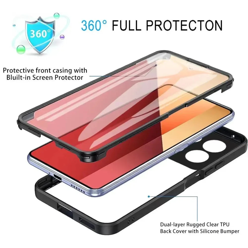Redmi Note 13 Pro Plus Silicone Case - 360° Shockproof with Built-in Screen Protector for Redmi Note 12 Series