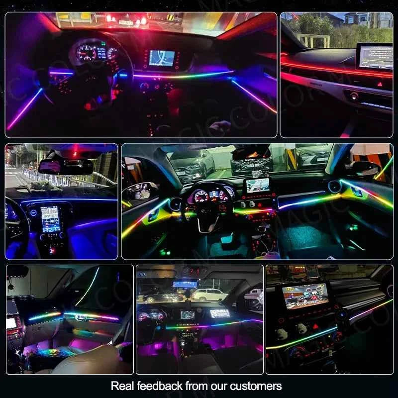 Vgettiing Car Ambient Lights Universal USB LED Symphony RGB Atmosphere Lamp Acrylic APP Control Remote for Tesla Model 3 Y S X